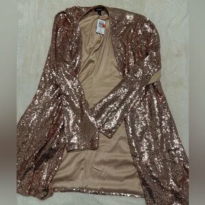 PLUS SIZE Champagne/Pink Sequin Blazer Top *MATCHING SET TOP*